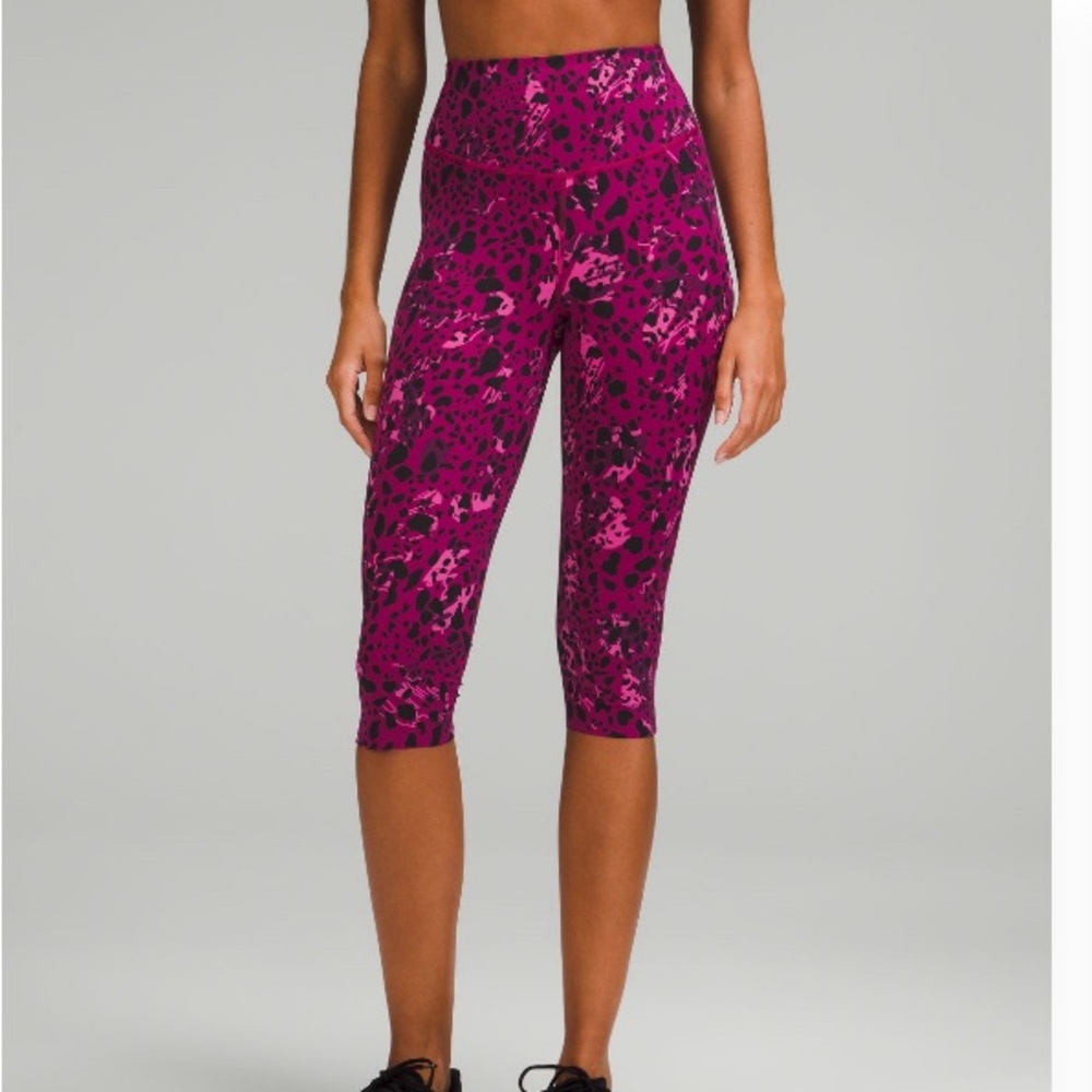 lululemon athletica Pink & Black High-Rise Cropped Leggings